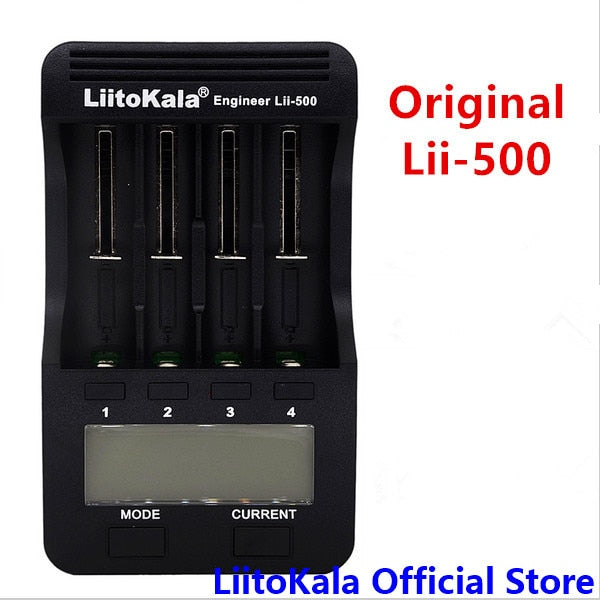 LiitoKala lii-500 LCD 3.7V/1.2V AA/AAA 18650/26650/16340/14500/10440/18500 Battery Charger with screen+12V2A adapter lii500 5V1A