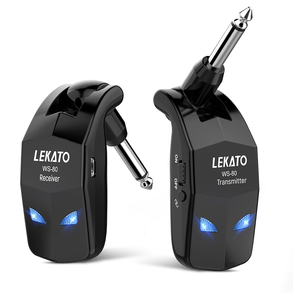 Lekato Wireless Guitar System 2.4Ghz Guitar Transmitter Receiver For Electric Guitar Wireless Transmitter Built-In Rechargeable