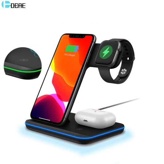 15W 3 in 1 Wireless Charger Stand for iPhone 14 13 12 11 XS XR X 8 AirPods Pro Charging Dock Station For Apple Watch iWatch 7