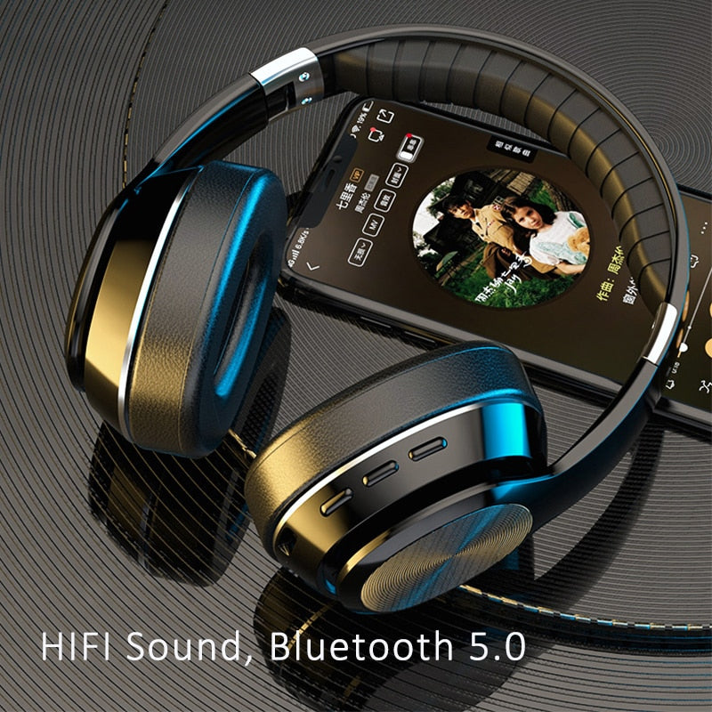 HiFi Wireless Headphones Bluetooth Foldable Headset Support TF Card/FM Radio Stereo Headset With Mic Deep Bass